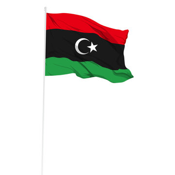 recommend clip art: Vector illustration of wavy Libya flag on transparent background