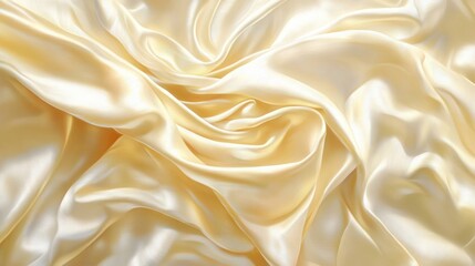 Obraz premium A smooth, luxurious, creamy white satin fabric is draped and folded in soft, rippling waves, creating a delicate and elegant background texture.