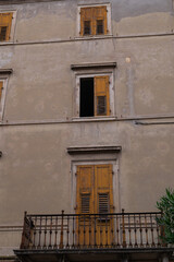 Picturesque small town street view in Limone, Lake Garda Italy.