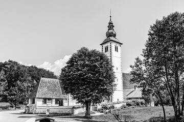 Church of St John the Baptist near Lake Bohinj, located within the Bohinj Valley of the Julian...
