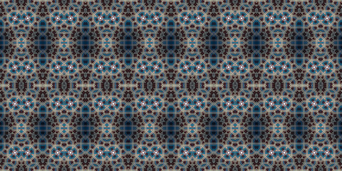 Seamless kaleidoscope pattern. The texture of the woven pattern. Endless pattern