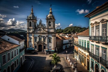 Naklejka premium Architectural Photography of Brazil's States Map, Showcasing Colorful Landmarks and Cultural Heritage in a Unique Geographical Layout, Perfect for Educational and Travel Purposes
