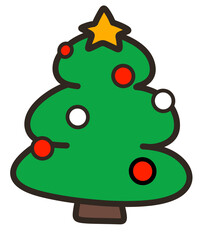 Christmas tree Cartoon hand-drawing is a cute design Element for the Christmas festival.