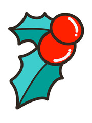 Mistletoe cartoon hand-drawing is a cute design Element for the Christmas festival.