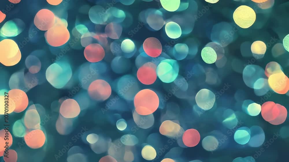 Poster subtle bokeh circles in muted colors, scattered across a dark background, creating a calming and sop