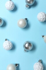 Festive Christmas background with balls, copy space composition