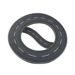Circular Model Road with Endless Loop Design On Transparent Background
