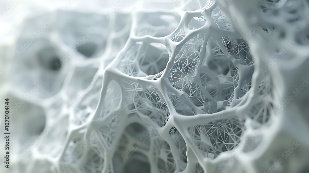 Fototapete 3d rendering of a white organic structure resembling a bone or coral.