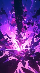 Abstract purple and pink digital art with a bright light in the center.