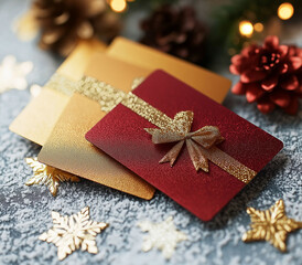Seasonal promotions on Christmas gift cards in retail stores for holiday savings