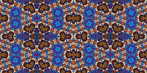Seamless kaleidoscope pattern. The texture of the woven pattern. Endless pattern