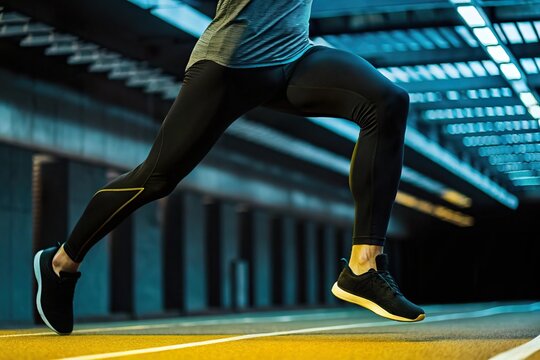 Powerful Stride of Athlete in Motion on Track