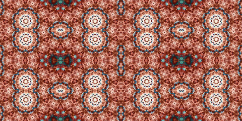 Seamless kaleidoscope pattern. The texture of the woven pattern. Endless pattern