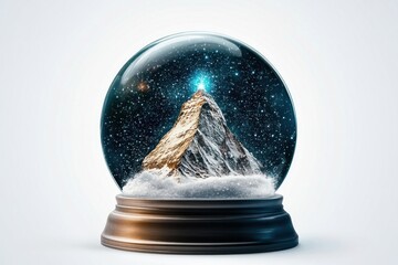 Fototapeta premium Snowy Mountain Scene in a Christmas Globe