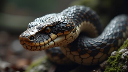 Fototapeta premium Varan resting on a branch in the terrarium