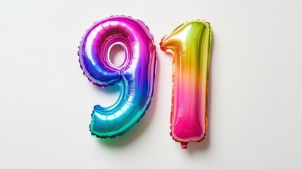 Colorful Number Balloons for a 91th Birthday Celebration