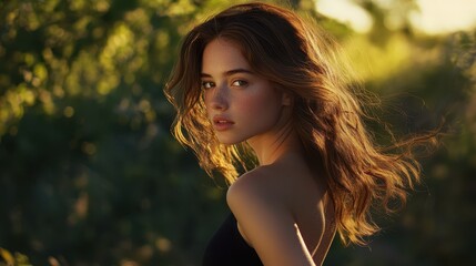 Naklejka premium The Beautiful Young Woman Portrait