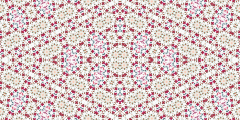 Seamless kaleidoscope pattern. The texture of the woven pattern. Endless pattern