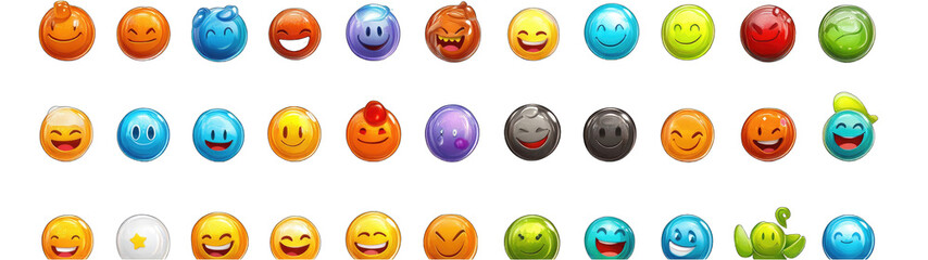 Fototapeta premium set of smiley icon on transparent background