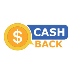 loyalty program. Money refund label. Return money service for partner program. Bonus cash back icon.