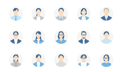 ビジネスチームのアイコンセット　円背景