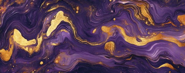 Fototapeta premium Luxurious Marbled Pattern in Gold and Purple Tones