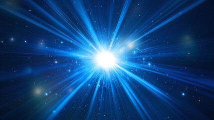 Radiant burst of blue light spreading across a dark starry background, creating a celestial, energetic glow. Cosmic and visually striking illustration.