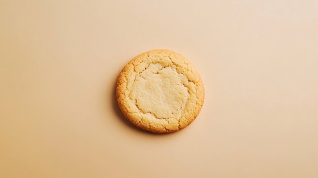Golden sugar cookie on minimalist beige background for food advertising or recipe design National Spicy Hermit Cookie Day