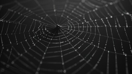 Fototapeta premium Dew Drops on Spider Web Macro Photography of Nature s Geometry