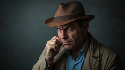 Detective in Deep Thought Expression