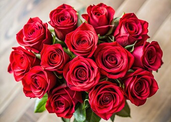 Obraz premium Red Rose Bouquet, High Depth of Field, Above View, Isolated