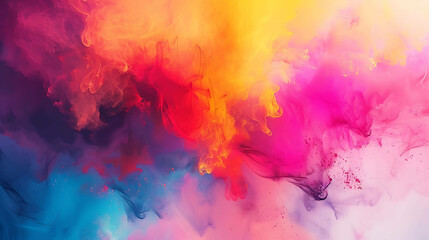 Abstract painting. Colorful vibrant acrylic paints mixed in water. Pink, yellow, blue and purple colors.