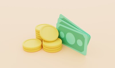 Salary concept, income, credit, wages, business investment, 3D illustration.