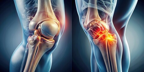 Side-by-side comparison: ACL tear vs. healthy knee.