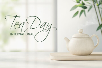 Serene and elegant tea ceremony in traditional setting for international tea day