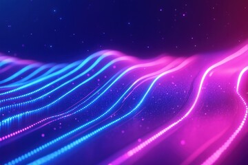 Obraz premium Neon Waves of Colorful Light in Motion