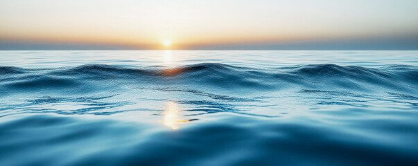 Obraz premium Serene ocean waves at sunset - tranquil water and sky for meditation and relaxation