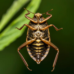 Fototapeta premium A giant water bug, Lethocerus Indicus Lep or Belostoma Indica Vitalis lies on its back, top view