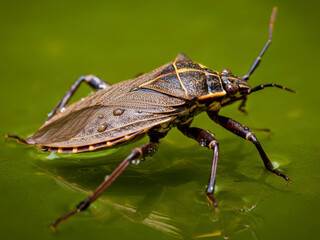 A giant water bug, Lethocerus Indicus Lep or Belostoma Indica Vitalis is moving on the water