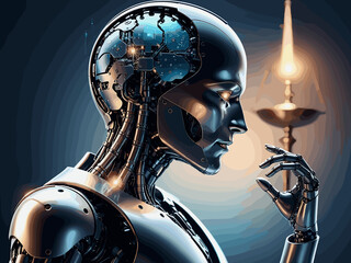 AI ethics and legal concepts artificial intelligence law and online technology of legal regulations Controlling artificial intelligence technology is a high risk.