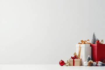 Festive Holiday Gift Boxes with Decorations