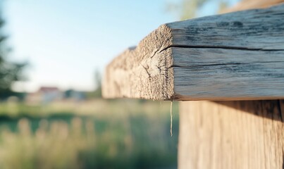 Close-up of a wooden surface with a single drop of water hanging from the edge.