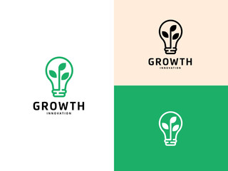 light bulb with Leaf for growth plant and innovation logo design