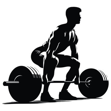 recommend clip art: Powerful Deadlift Silhouette of Gym Man Lifting Weights – Strength Training and Bodybuilding Vector for Fitness Projects