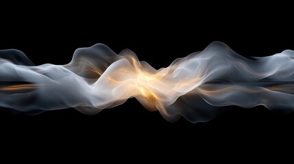 Dynamic abstract background, flowing white and orange wave on black perfect for modern digital art design projects