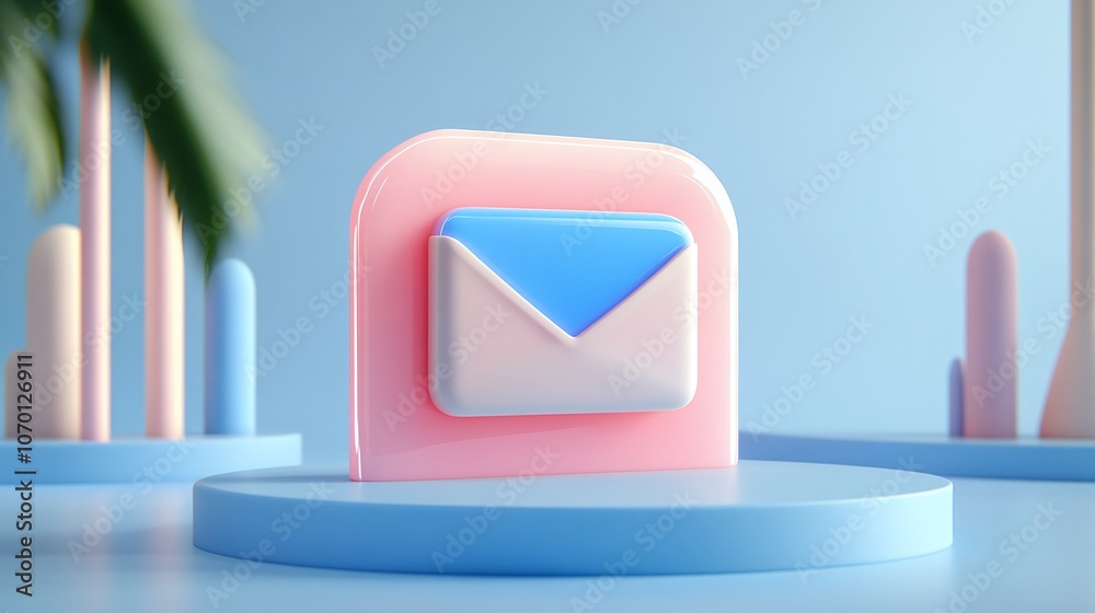 Wall mural colorful email icon with modern design elements