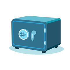 Closed safe box. Cash protection. Vector illustration isolated on white background.