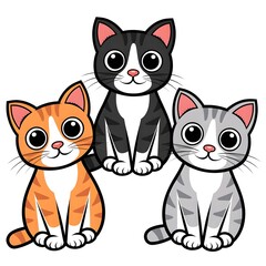 Obraz premium Modern adorably Three colorful Cat. illustration 
