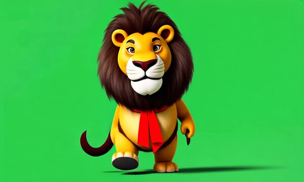 lion cartoon isolated on green background