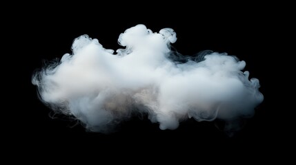 Naklejka premium White smoke puff spreading delicately on a black background, with soft, feathery edges and intricate patterns in the swirling vapor.